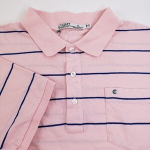 Criquet Mens XL Extra Large Pink & Blue Short Sleeve Polo Shirt Organic Cotton
